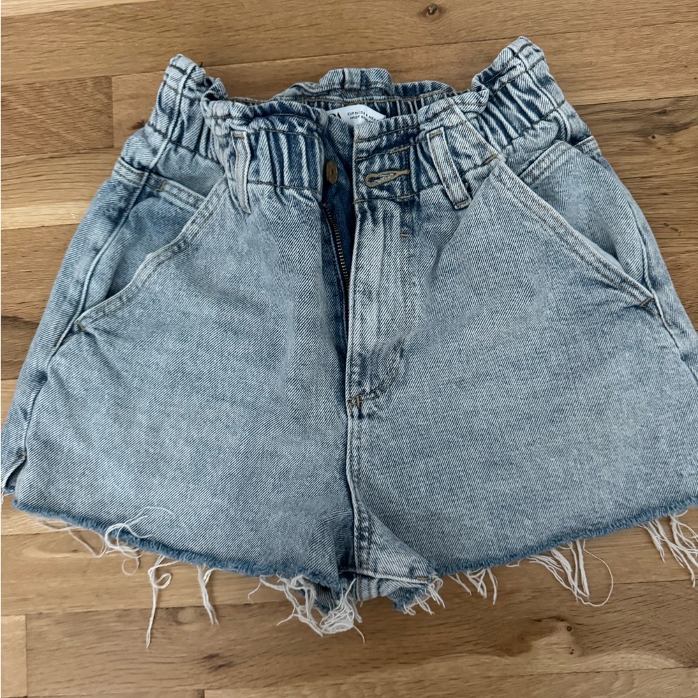 ZARA Paper bag Denim shorts